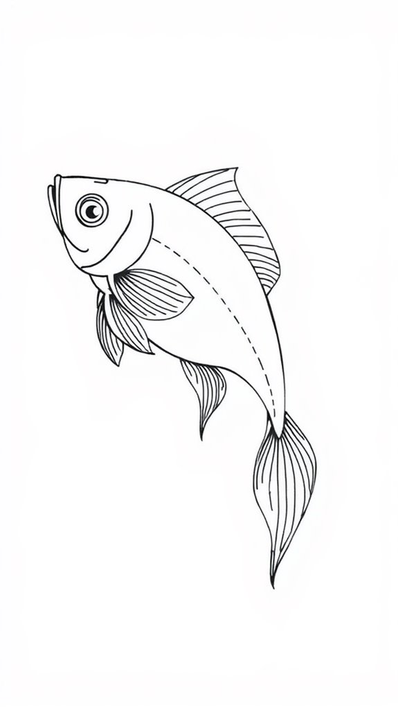 single line fish art