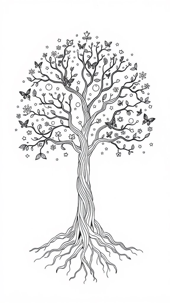 single line tree illustration