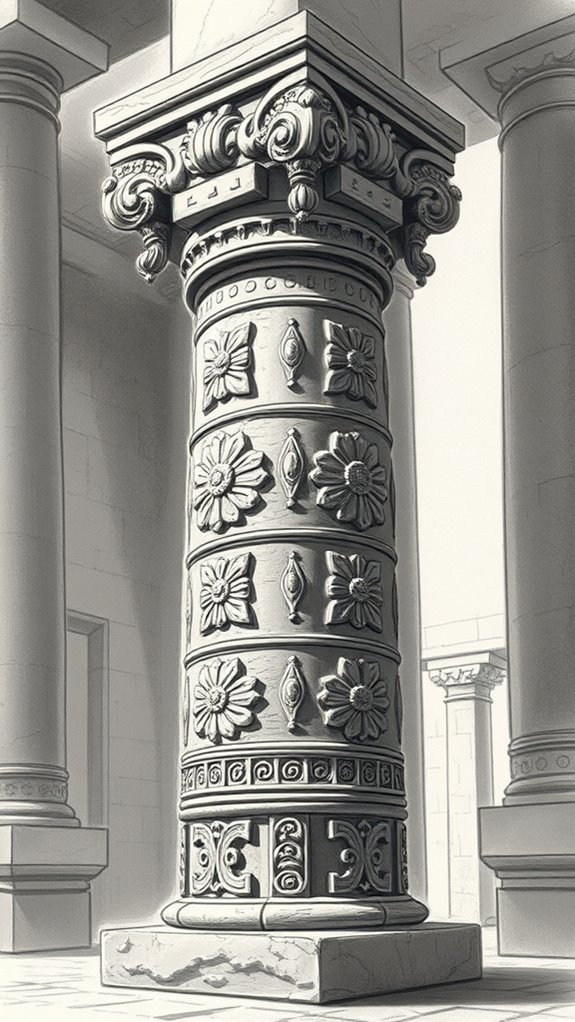 solomon s temple pillar drawing