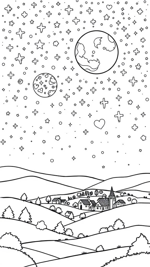 starry night coloring page