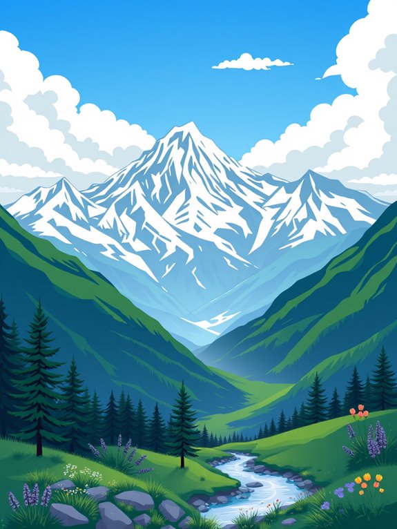 stunning mountain landscape illustration