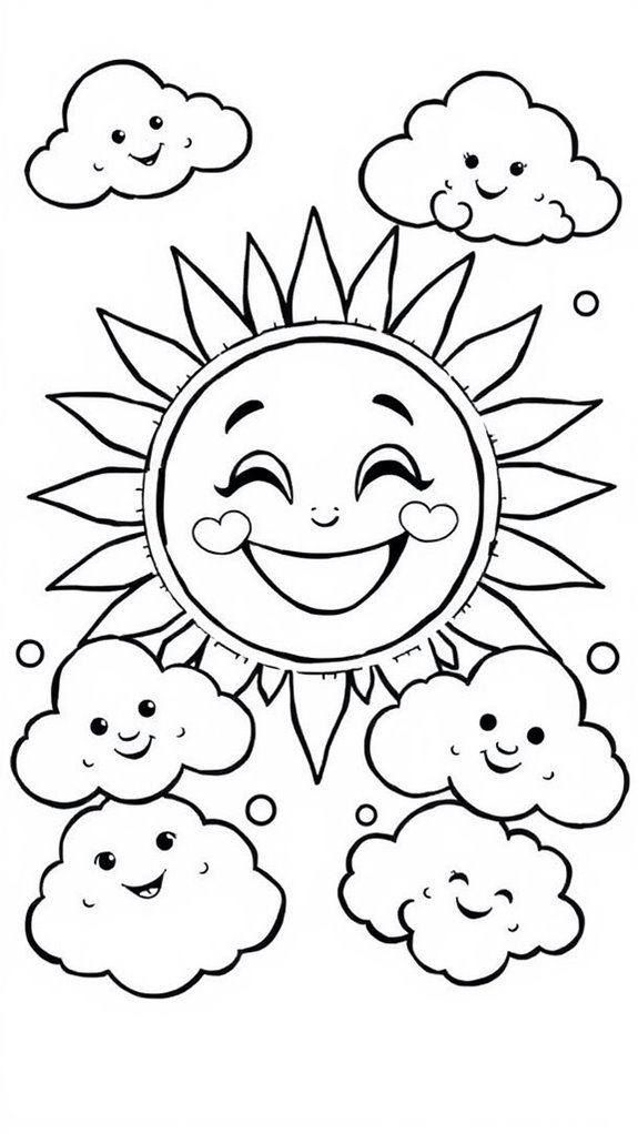 sun and clouds coloring page