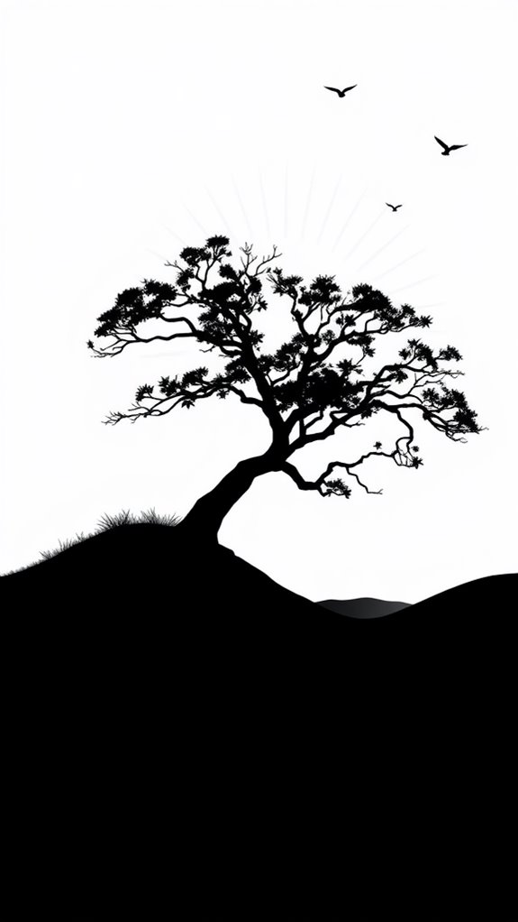 sunrise silhouette coloring page