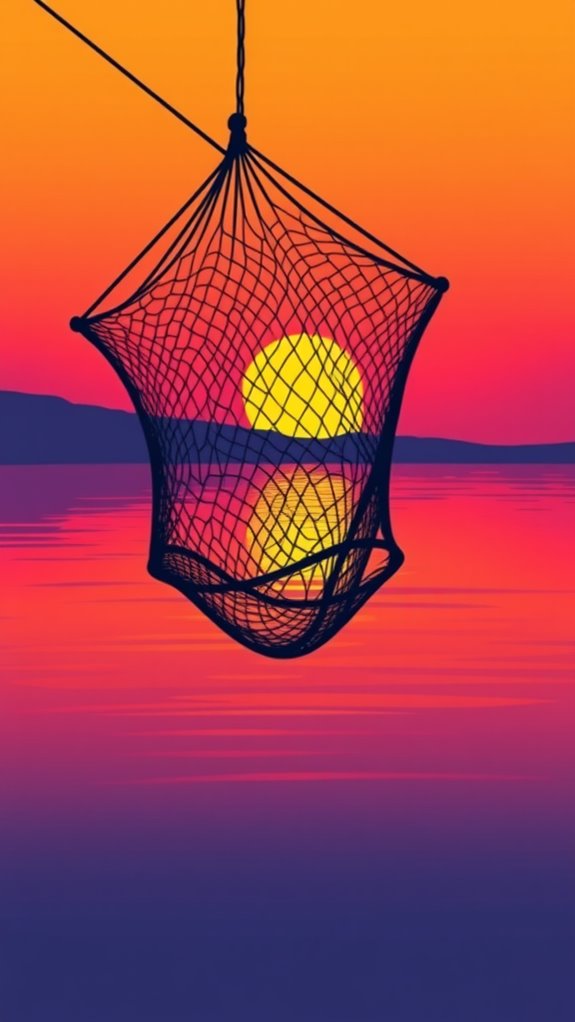 sunset silhouette of net