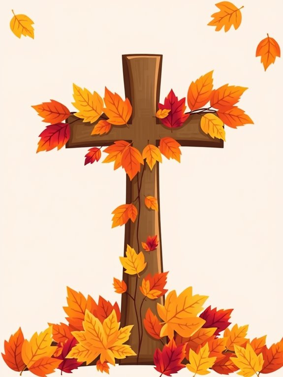 thanksgiving themed cross illustration