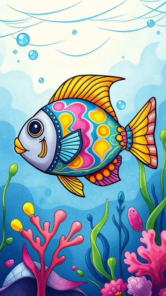 vibrant aquatic life illustration