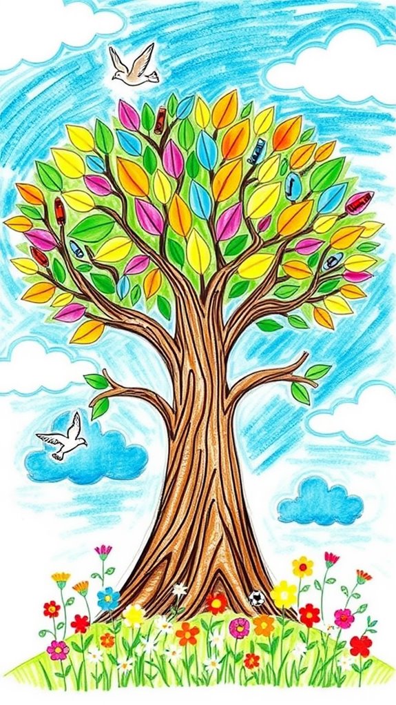 vibrant artistic tree illustration