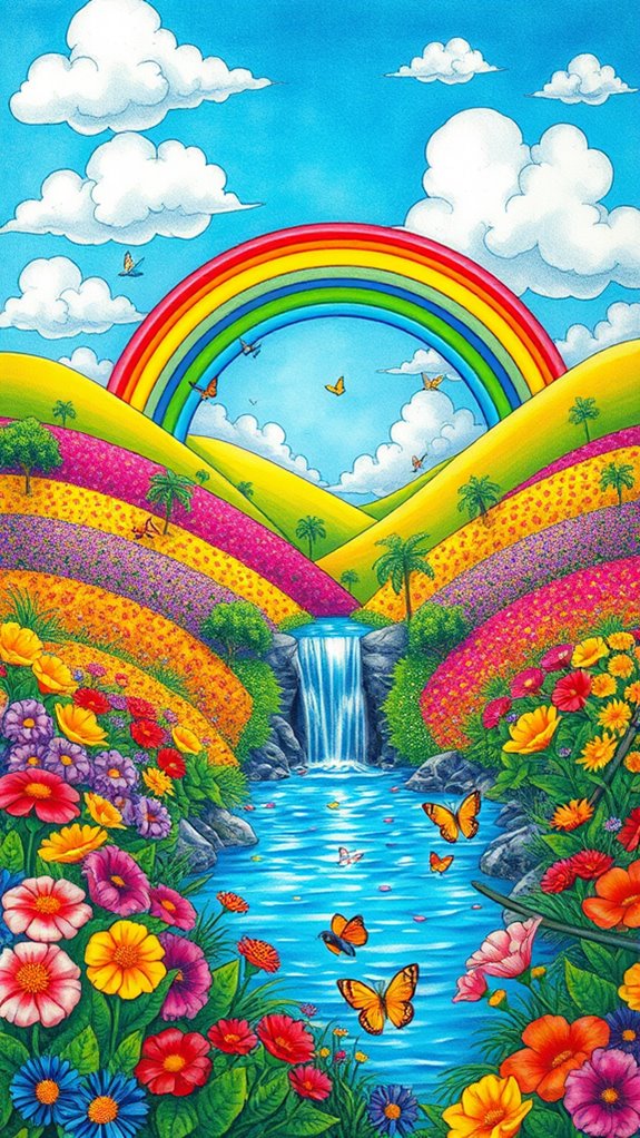 vibrant colorful rainbow landscape