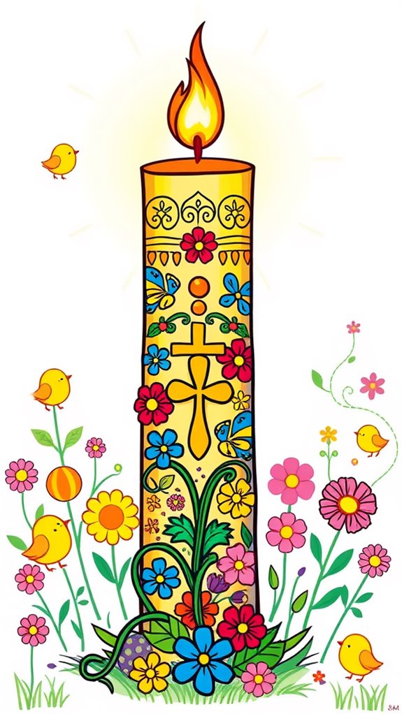 vibrant easter candle illustration