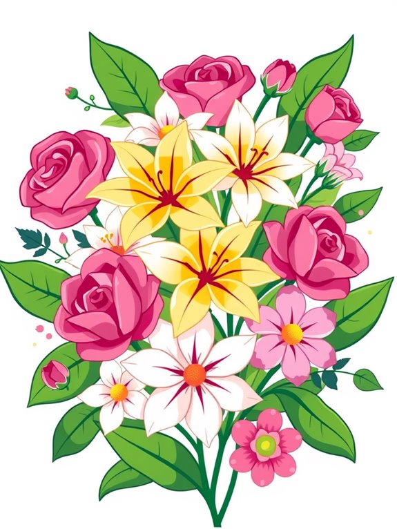 vibrant floral artwork illustration