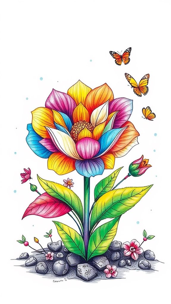 vibrant floral rebirth illustration