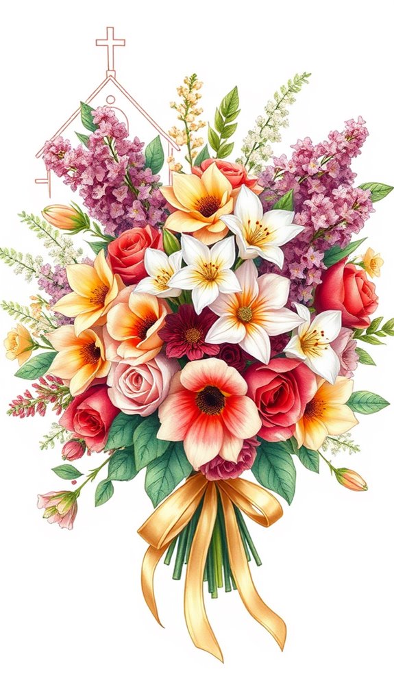 vibrant flower arrangement illustration