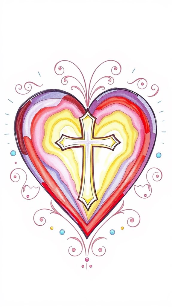 vibrant heart with cross