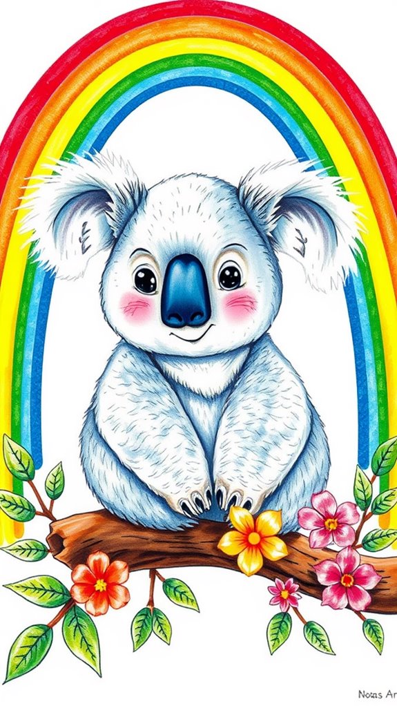 vibrant koala rainbow art