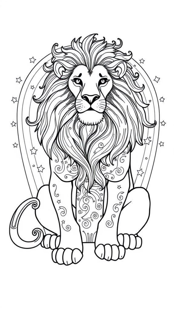 vibrant lion coloring page