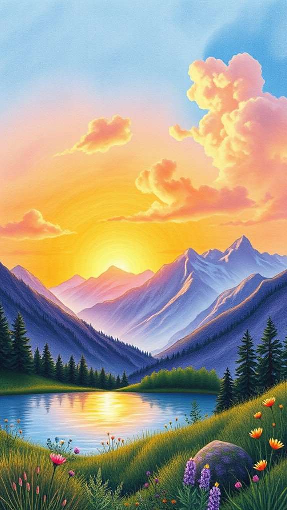 vibrant mountains at sunrise