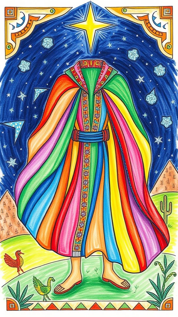 vibrant multi colored coat illustration