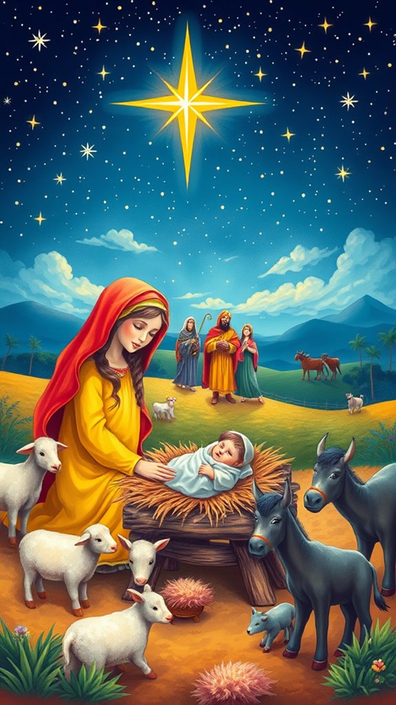 vibrant nativity scene artwork