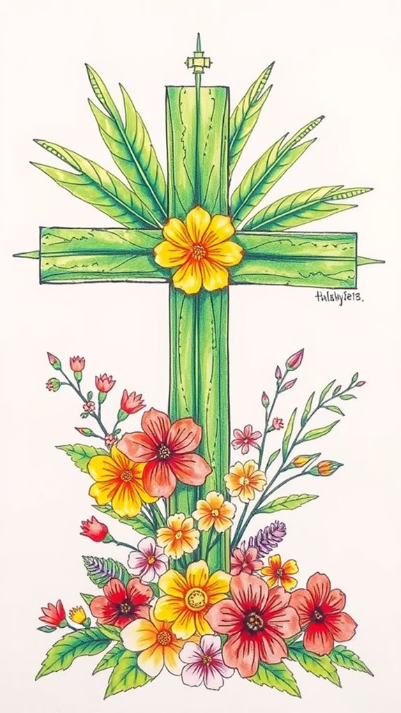 vibrant palm cross artwork