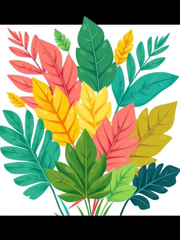 vibrant palm leaves illustration