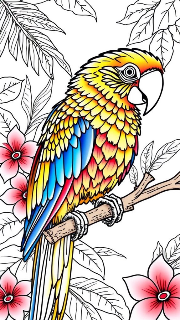 vibrant parrot coloring activity