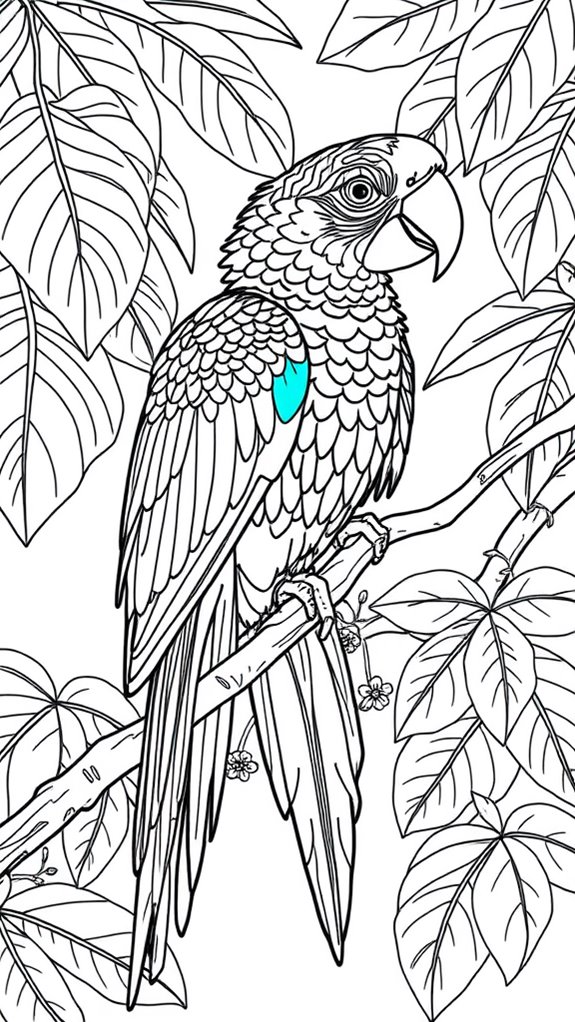 vibrant parrot coloring page