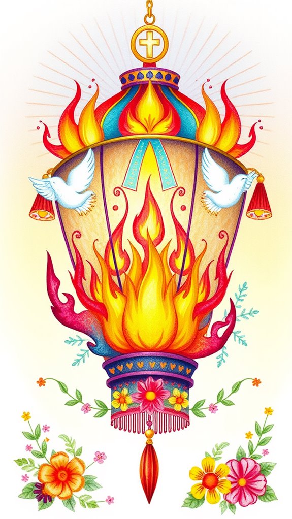 vibrant pentecost lantern artwork