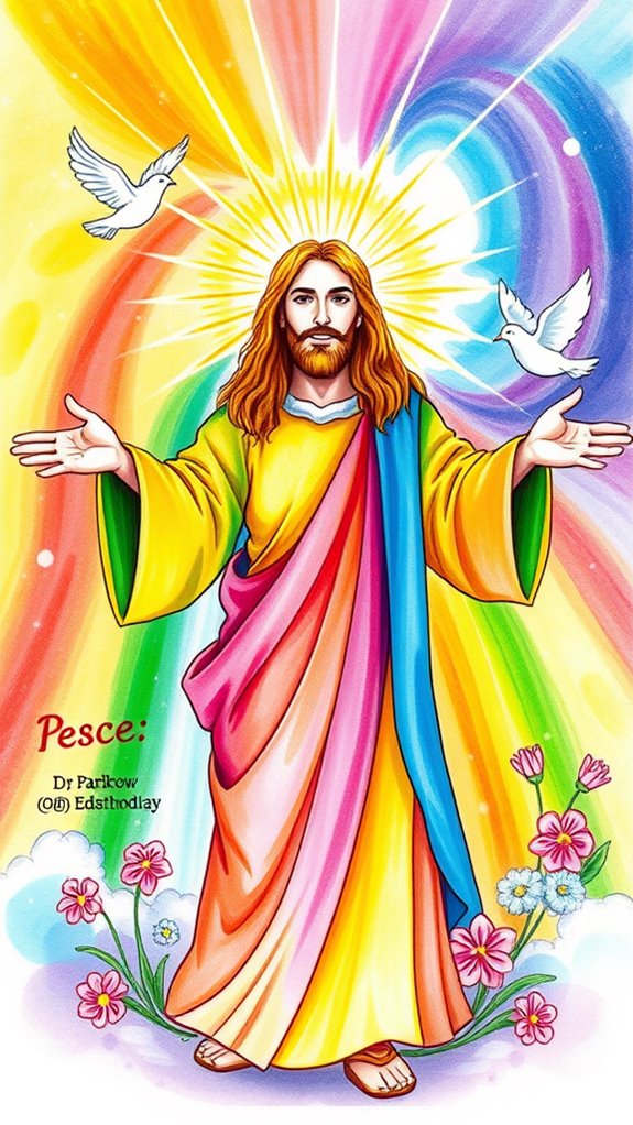 vibrant rainbow jesus artwork