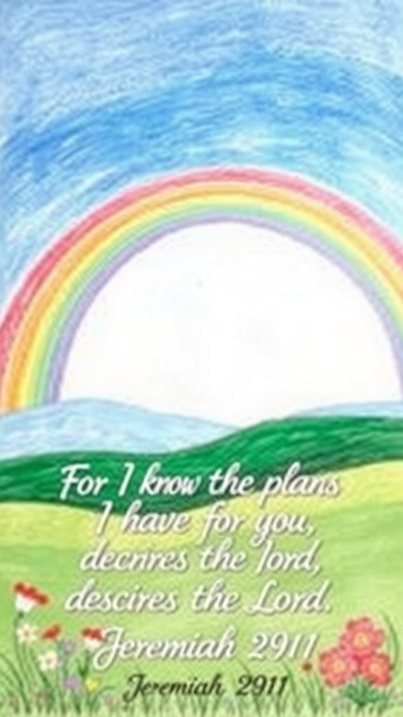 vibrant rainbow scripture art