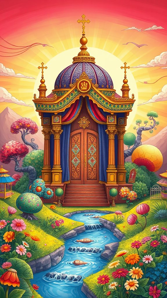 vibrant religious structure illustration