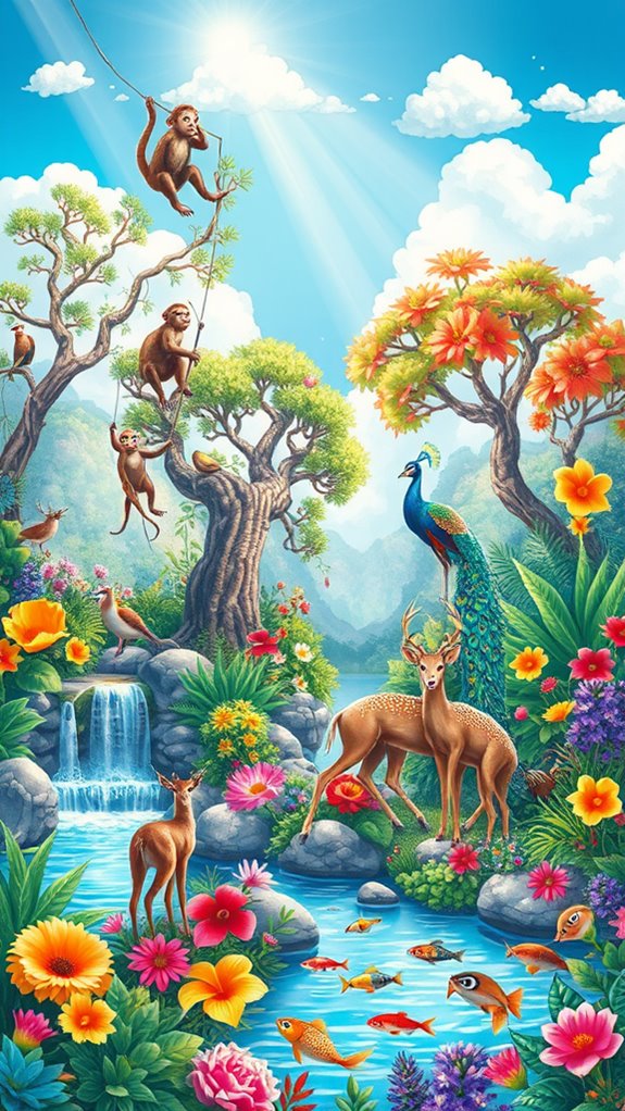 vibrant wildlife illustration scene