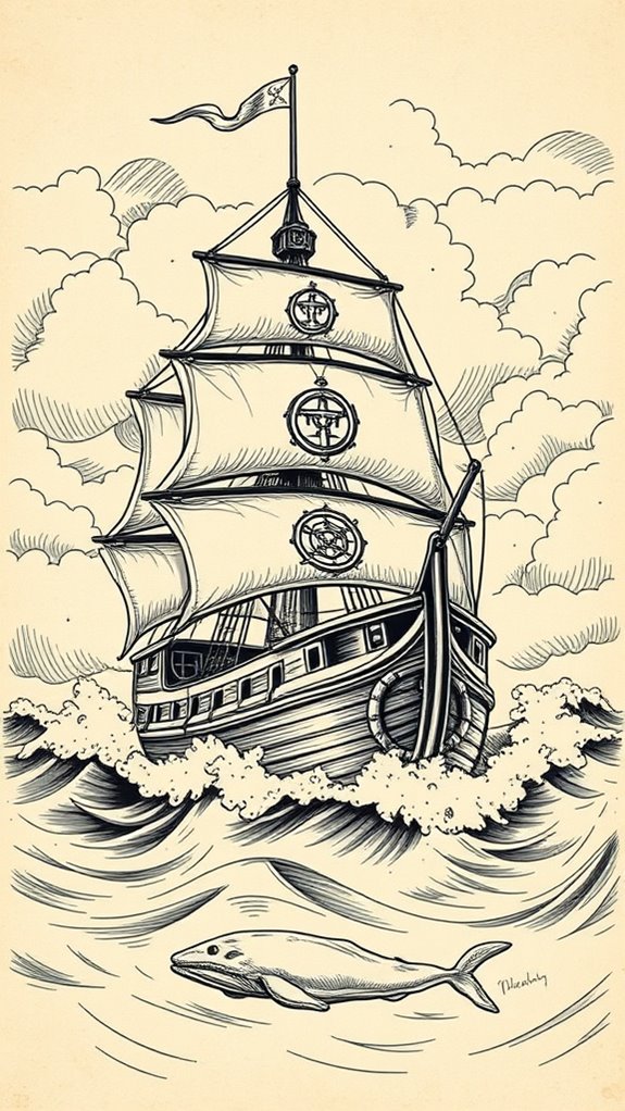 vintage drawing of jonah s ship