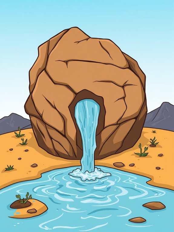 water from rock illustration