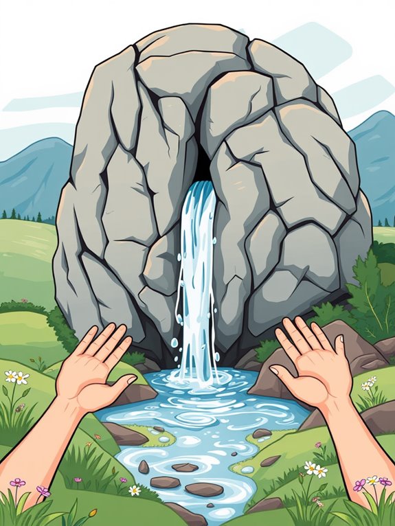 water from rock illustration