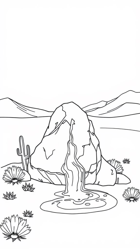 water from rock illustration