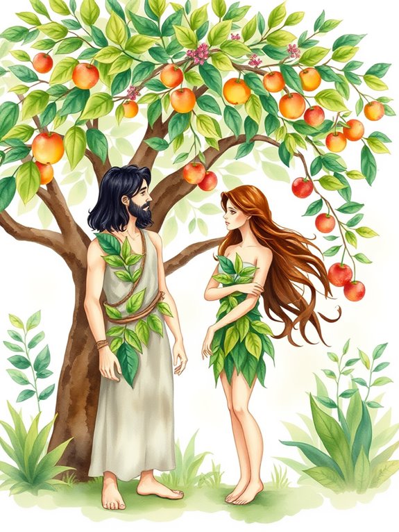 watercolor adam and eve