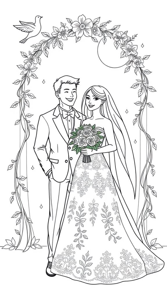 wedding couple coloring page