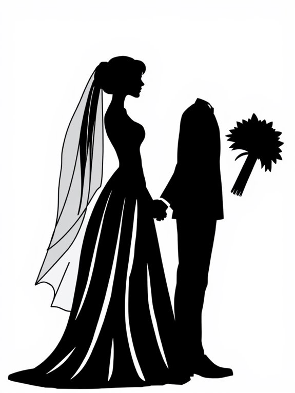 wedding couple silhouette clipart