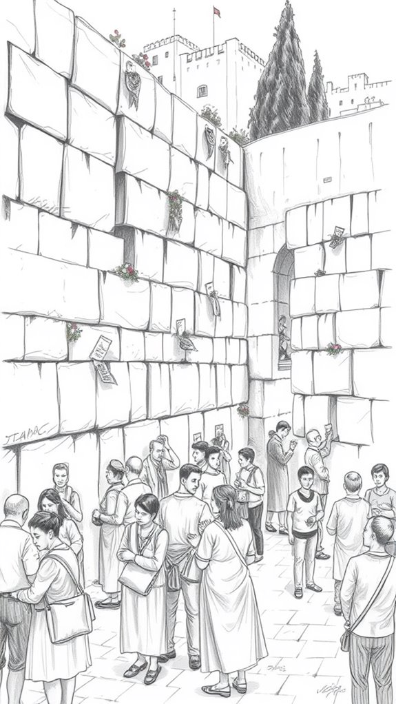 western wall sketch illustration