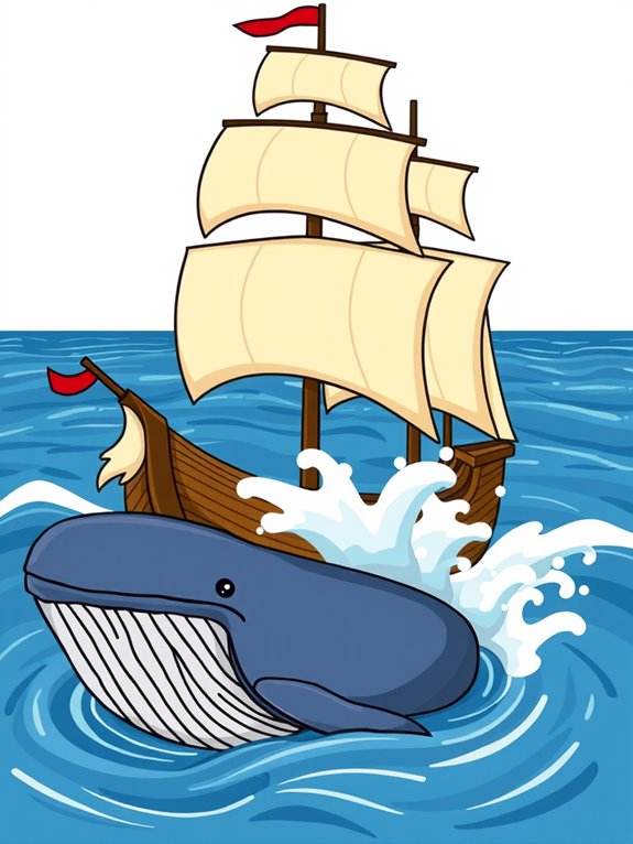 whale alongside sailing ship