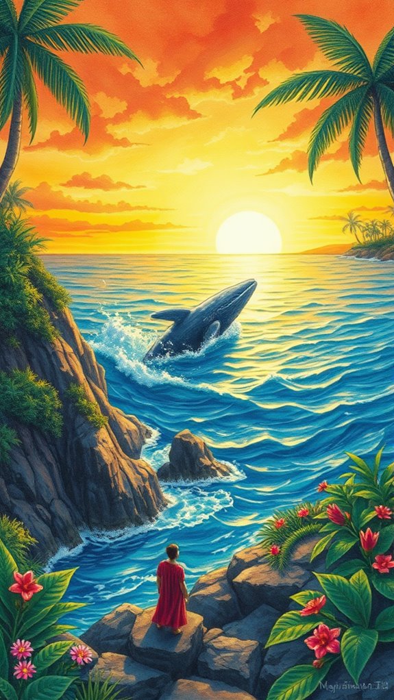 whale swimming in nature