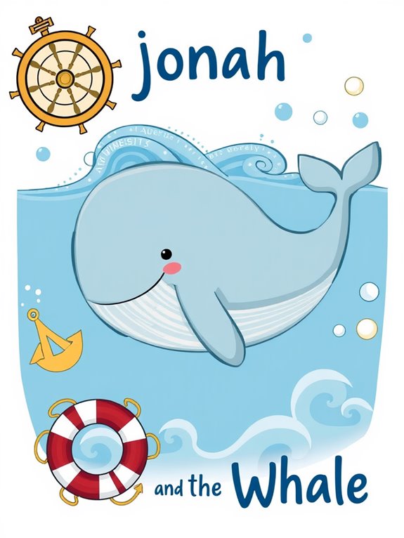 whale themed nautical clipart design