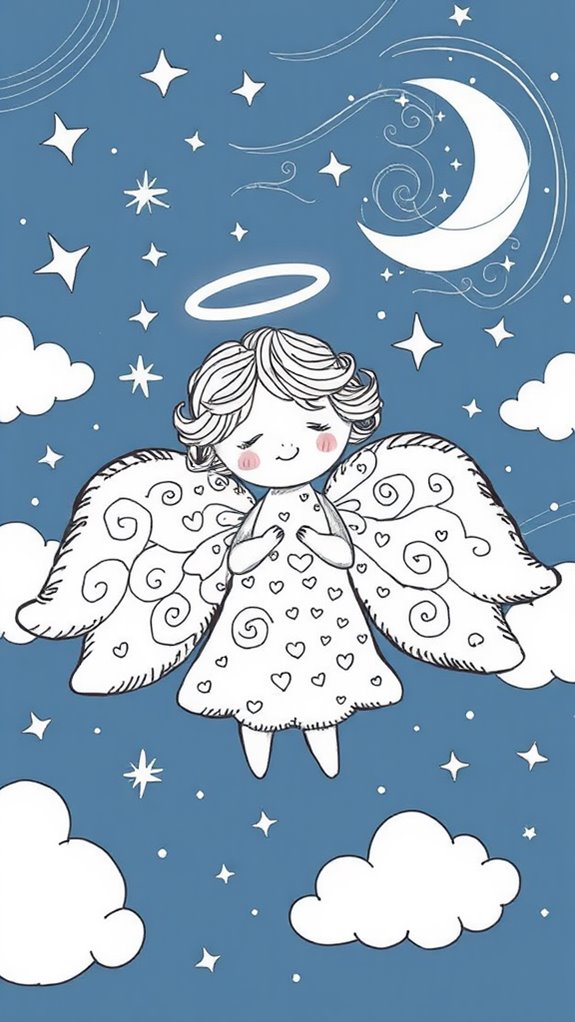 whimsical angel doodle sketch