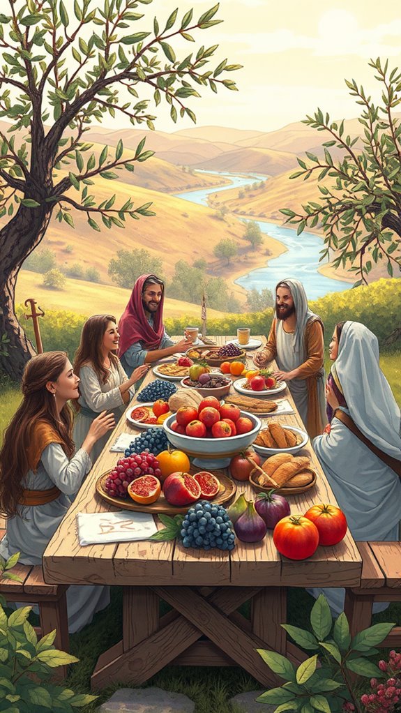 whimsical biblical feast illustration