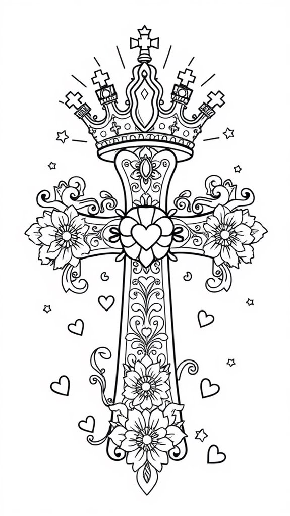 whimsical crown and cross