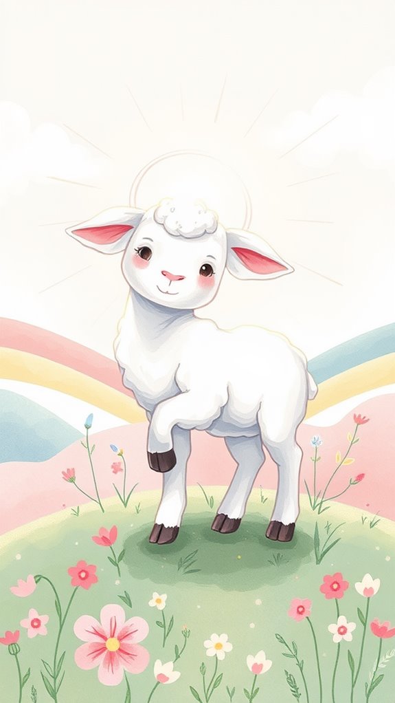 whimsical pastel lamb drawing