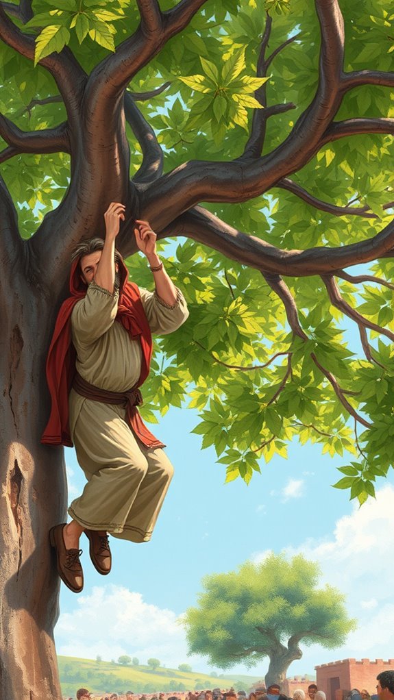 zacchaeus ascends sycamore tree