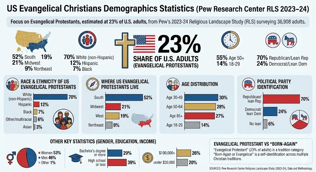 US Evangelical Christians demographics statistics
